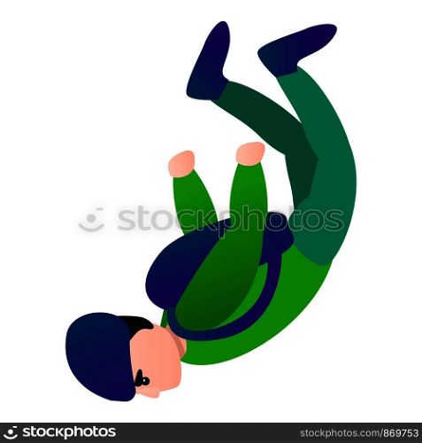 Skydiver in green clothes icon. Cartoon of skydiver in green clothes vector icon for web design isolated on white background. Skydiver in green clothes icon, cartoon style
