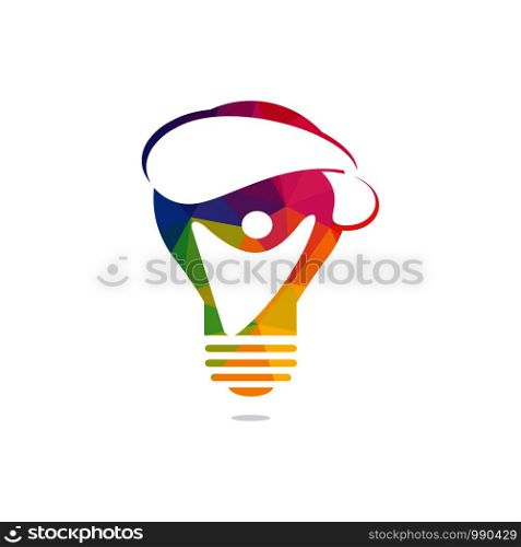 Skydiver with parachute and light bulb logo design. Modern skydiver with parachute icon.