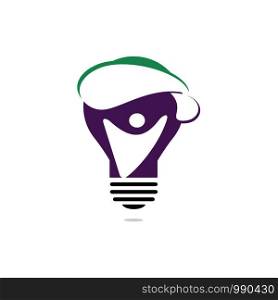 Skydiver with parachute and light bulb logo design. Modern skydiver with parachute icon.