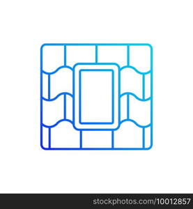 Skylight windows gradient linear vector icon. Outward opening, fixed window set into roofline. Venting skylight. Thin line color symbols. Modern style pictogram. Vector isolated outline drawing. Skylight windows linear vector icon