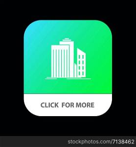 Skyscraper, Architecture, Buildings, Business, Office, Real Estate Mobile App Button. Android and IOS Glyph Version