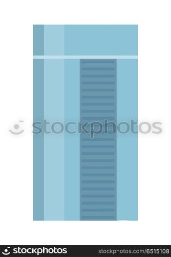 Skyscraper building. Flat style vector. Modern city architecture. Illustration for construction concepts, real estate infographic, icons and web design. Element of urban landscape. Isolated on white. Skyscraper Vector Illustration in Flat Design . Skyscraper Vector Illustration in Flat Design