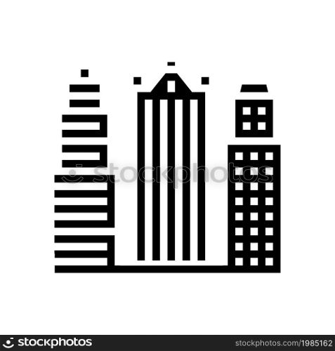 skyscraper business center building glyph icon vector. skyscraper business center building sign. isolated contour symbol black illustration. skyscraper business center building glyph icon vector illustration