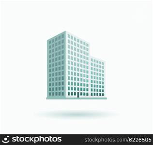Skyscraper logo building icon. Black building and isolated skyscraper, tower and office city architecture, house business building logo, apartment office vector illustration