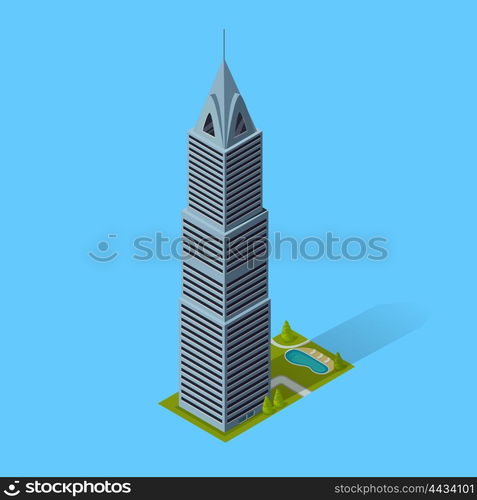 Skyscraper logo building icon. Building and isolated skyscraper, tower and office city architecture, house business building logo, apartment office vector illustration