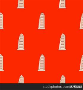 Skyscraper pattern repeat seamless in orange color for any design. Vector geometric illustration. Skyscraper pattern seamless
