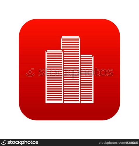 Skyscrapers in Singapore icon digital red for any design isolated on white vector illustration. Skyscrapers in Singapore icon digital red