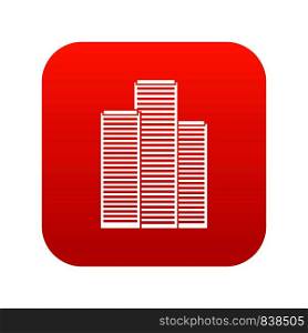 Skyscrapers in Singapore icon digital red for any design isolated on white vector illustration. Skyscrapers in Singapore icon digital red
