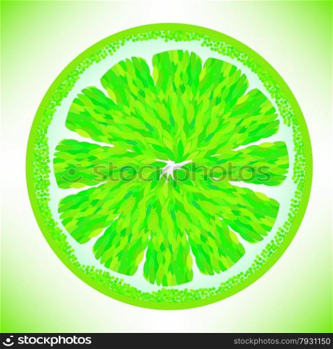 Slased Green Lime Isolated on White Background.. Green Lime.