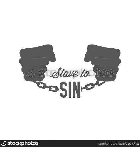 Slave to sin concept. Chained hands. Flat isolated Christian vector illustration, biblical background.. Slave to sin concept. Chained hands. Flat isolated Christian illustration