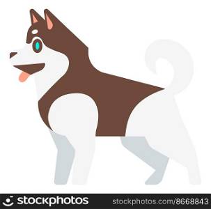 Sled dog icon. Happy husky. Cute siberian animal isolated on white background. Sled dog icon. Happy husky. Cute siberian animal