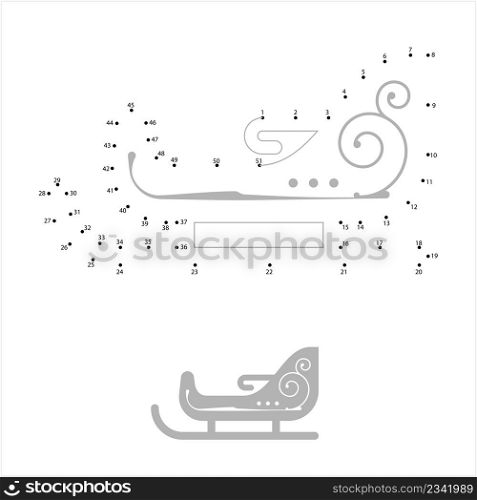 Sled Icon Connect The Dots, Sled Vehicle Icon, Sledge, Sleigh Sliding Land Vehicle Vector Art Illustration, Puzzle Game Containing A Sequence Of Numbered Dots