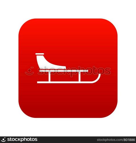 Sled icon digital red for any design isolated on white vector illustration. Sled icon digital red