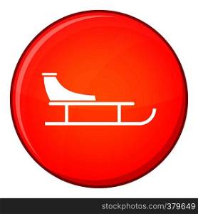Sled icon in red circle isolated on white background vector illustration. Sled icon, flat style