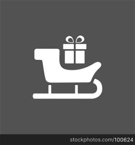 Sled icon with gift on black background