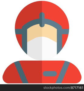 Sled rider wearing helmet and face shield.
