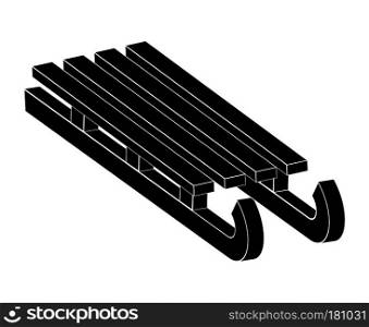 sled, wooden sledge silhouette, outline vector symbol icon design. Beautiful illustration isolated on white background 