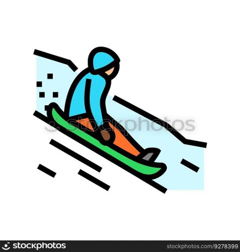 sledding winter season color icon vector. sledding winter season sign. isolated symbol illustration. sledding winter season color icon vector illustration