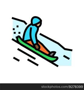 sledding winter season color icon vector. sledding winter season sign. isolated symbol illustration. sledding winter season color icon vector illustration