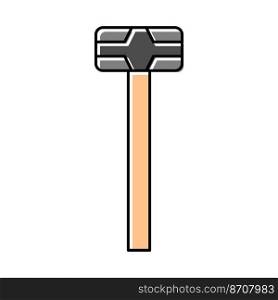 sledge hammer tool color icon vector. sledge hammer tool sign. isolated symbol illustration. sledge hammer tool color icon vector illustration
