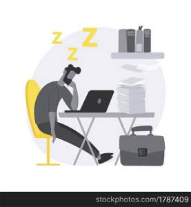 Sleep deprivation abstract concept vector illustration. Insomnia symptom, sleep loss, deprivation problem, mental health, cause and treatment, clinical diagnostic, sleeplessness abstract metaphor.. Sleep deprivation abstract concept vector illustration.