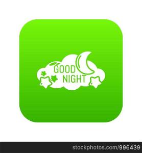 Sleep icon green vector isolated on white background. Sleep icon green vector