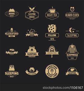 Sleep logo icons set. Simple illustration of 16 sleep logo vector icons for web. Sleep logo icons set, simple style