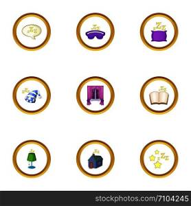 Sleep symbol icons set. Cartoon style set of 9 sleep symbol vector icons for web design. Sleep symbol icons set, cartoon style