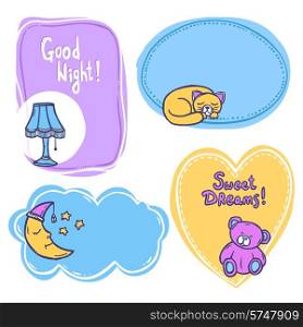 Sleep time frames set with sketch decorative elements isolated vector illustration
