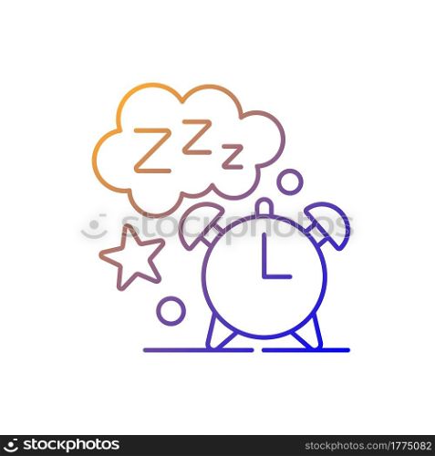 Sleep time gradient linear vector icon. Alarm clock. Watch dial with nighttime. Countdown to morning wake up.Thin line color symbols. Modern style pictogram. Vector isolated outline drawing. Sleep time gradient linear vector icon