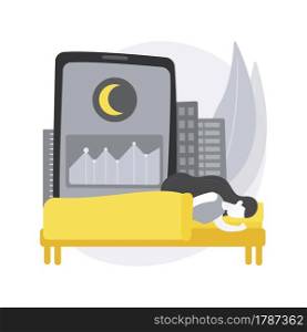 Sleep tracking abstract concept vector illustration. Sleeping app recommendation, wearable digital tracker, in-bed sleep quality monitor, gadget recording pattern, power nap abstract metaphor.. Sleep tracking abstract concept vector illustration.
