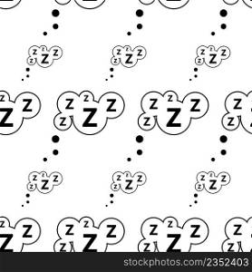 Sleep Zzz Icon Seamless Pattern, Sleep Zzz Sign Vector Art Illustration