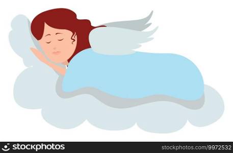 Sleeping angel, illustration, vector on white background