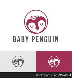 Sleeping Baby Penguin Kid Children Logo Template