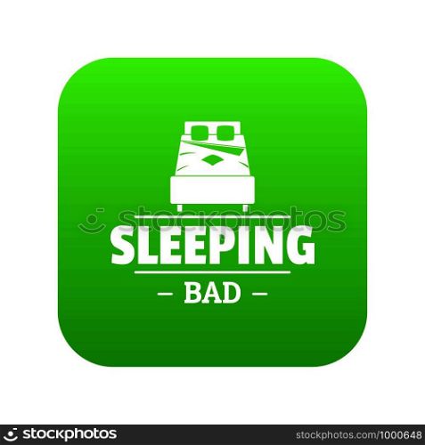 Sleeping bad icon green vector isolated on white background. Sleeping bad icon green vector