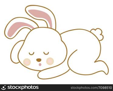Sleeping bunny, illustration, vector on white background.