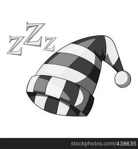 Sleeping cap icon in monochrome style isolated on white background vector illustration. Sleeping cap icon monochrome