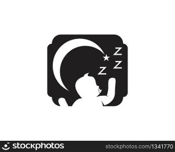 Sleeping cute baby logo design vector