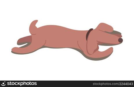 Sleeping dog semi flat color vector character. Full sized animal on white. Loving animal. Pet care. Favourite family pet simple cartoon style illustration for web graphic design and animation. Sleeping dog semi flat color vector character