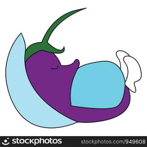 Sleeping eggplant illustration vector on white background