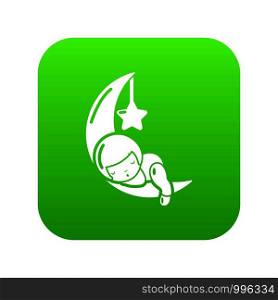 Sleeping girl icon green vector isolated on white background. Sleeping girl icon green vector
