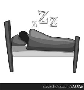 Sleeping icon in monochrome style isolated on white background vector illustration. Sleeping icon monochrome