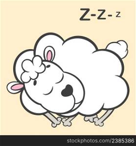 Sleeping lamb vector illustration. Cute animal character lies Isolated object. Young sheep clipart cartoon. Sleeping lamb vector illustration