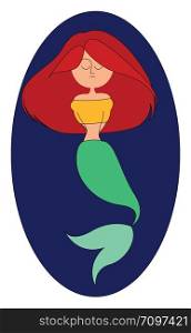 Sleeping mermaid, illustration, vector on white background.