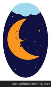 Sleeping moon illustration vector on white background