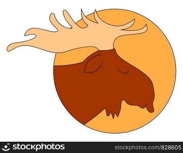 Sleeping moose, illustration, vector on white background.