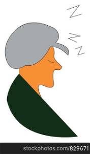 Sleeping old woman vector or color illustration