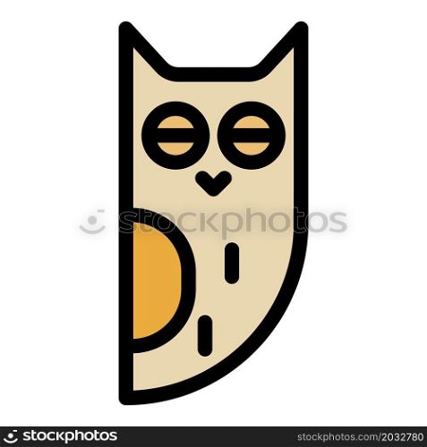 Sleeping owl icon. Outline sleeping owl vector icon color flat isolated. Sleeping owl icon color outline vector