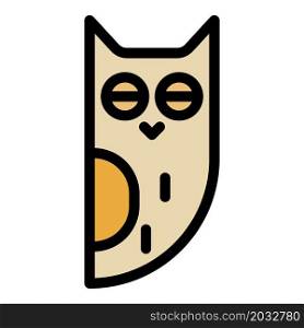 Sleeping owl icon. Outline sleeping owl vector icon color flat isolated. Sleeping owl icon color outline vector