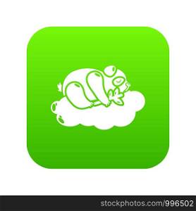 Sleeping panda icon green vector isolated on white background. Sleeping panda icon green vector